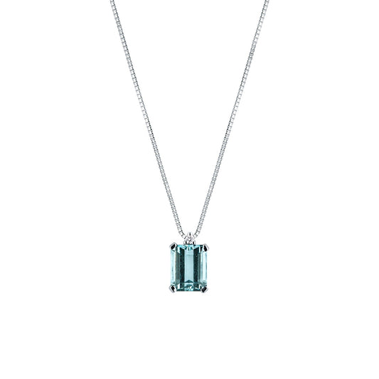Collana con Pendente in Acquamarina e Diamanti in Oro Bianco 18kt – Mirco Visconti