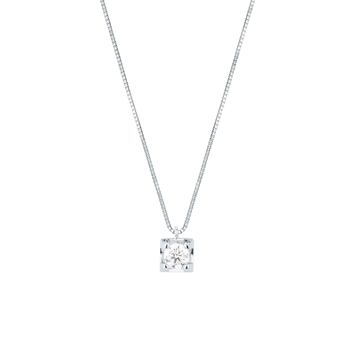 Collana con Diamante 0,12 ct in Oro Bianco 18kt – Mirco Visconti