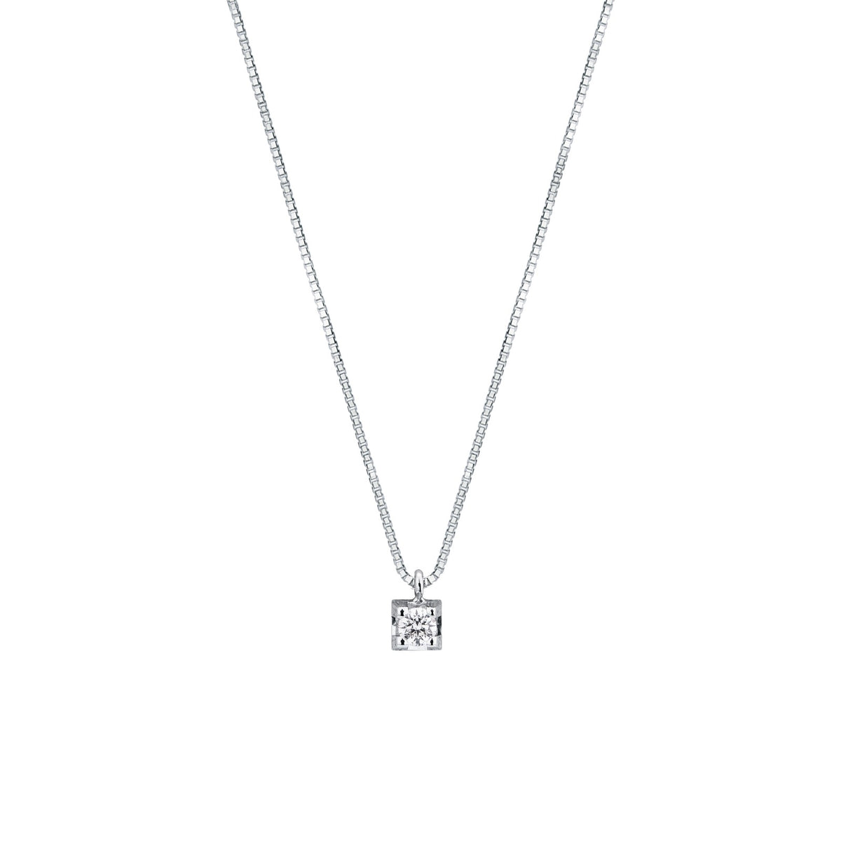 Collana con Diamante 0,07 ct in Oro Bianco 18kt – Mirco Visconti