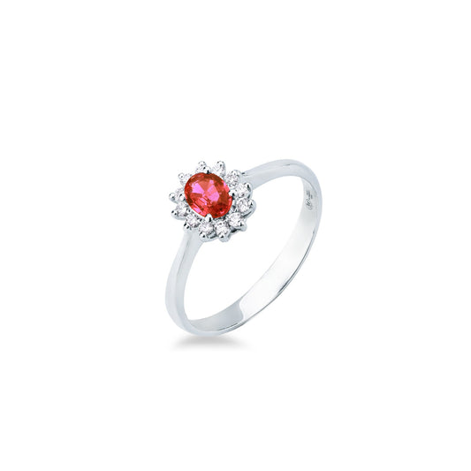 Anello con Rubino del Mozambico 0,38 ct e Diamanti 0,13 ct in Oro Bianco 18kt – Mirco Visconti