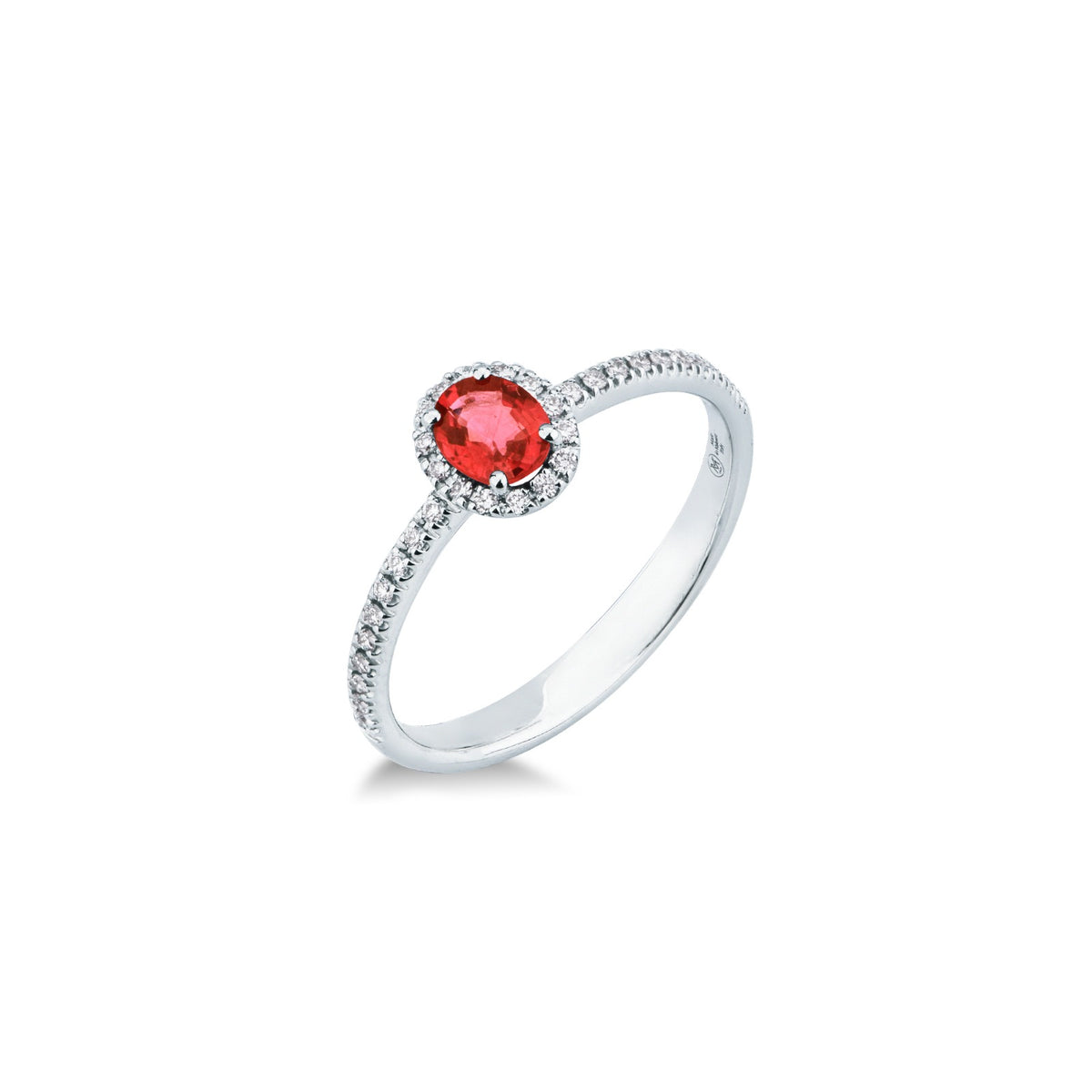 Anello con Rubino Mozambico 0,31 ct e Diamanti in Oro Bianco 18kt – Mirco Visconti