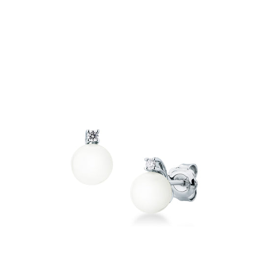 Orecchini con Perle Naturali e Diamanti in Oro Bianco 18kt – Mirco Visconti
