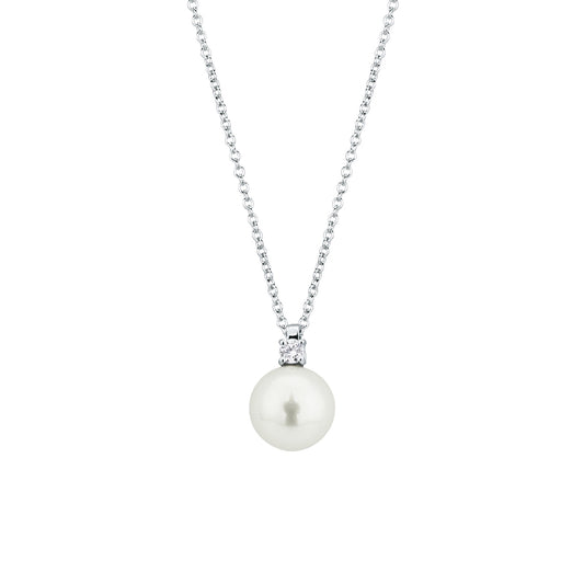 Collana con Perla Naturale e Diamante in Oro Bianco 18kt – Mirco Visconti