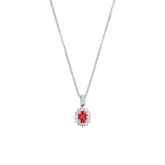 Collana con Rubino Mozambico 0,54 ct e Diamanti 0,16 ct in Oro Bianco 18kt – Mirco Visconti