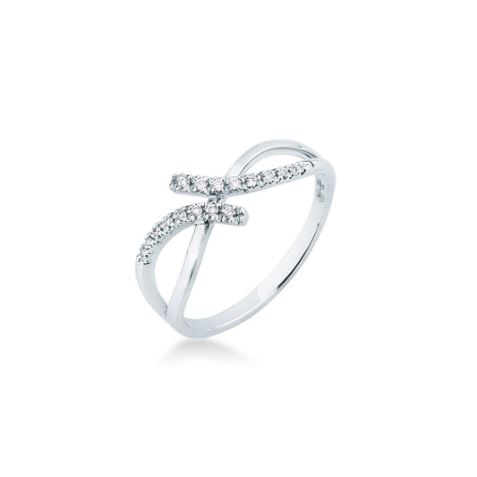 Anello con Incrocio di Diamanti in Oro Bianco 18kt – Mirco Visconti