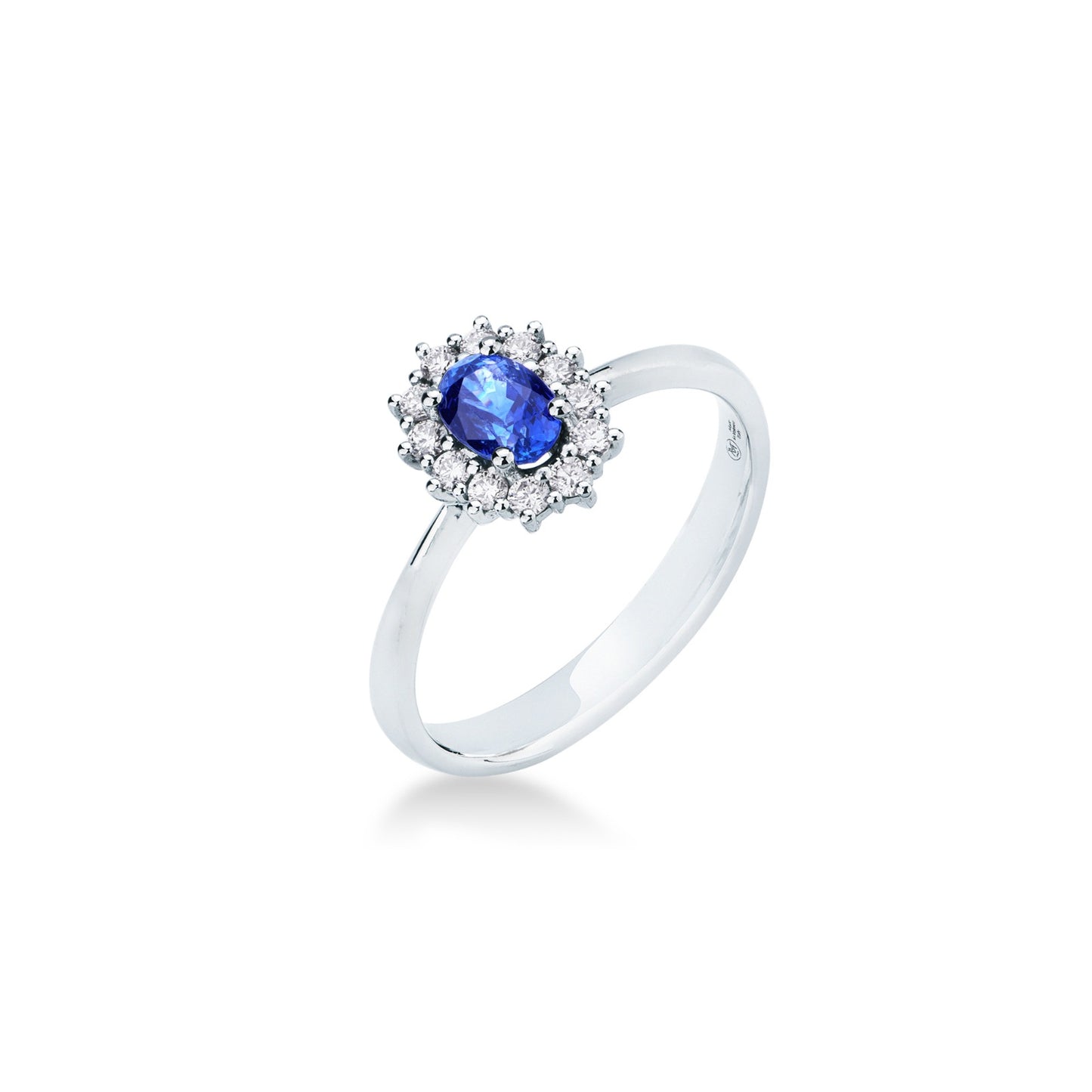 Anello con Zaffiro Ceylon e Diamanti in Oro Bianco 18kt – Mirco Visconti