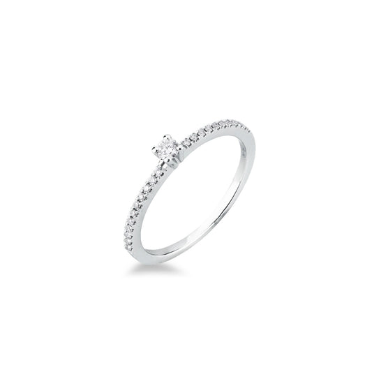 Anello Solitario Pavé con Diamanti in Oro Bianco 18kt – Mirco Visconti
