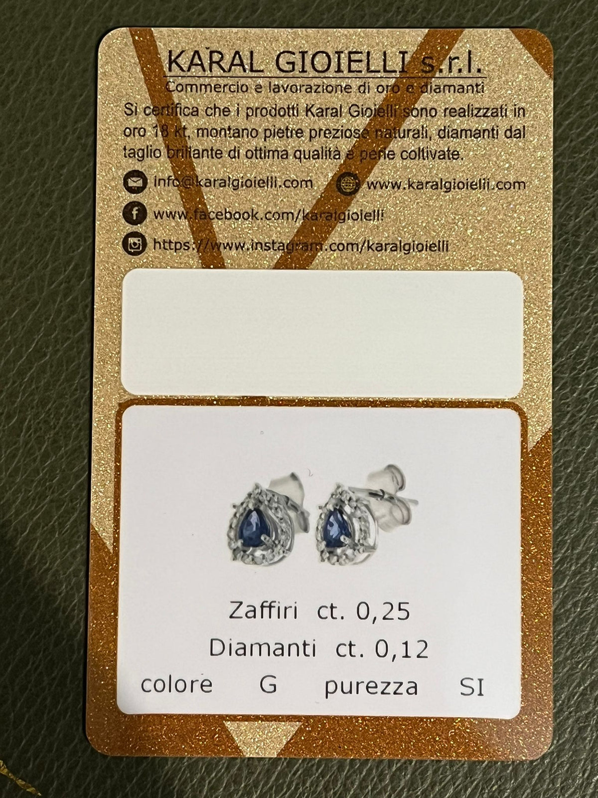 Orecchini a Goccia con Zaffiri 0,25 ct e Diamanti in Oro Bianco 18kt – Karal (OKG75Z25D12)