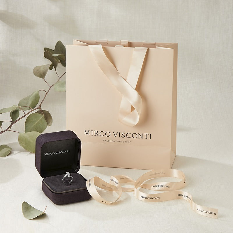Anello con Smeraldo e Diamanti in Oro Bianco 18kt – Mirco Visconti (IE82/B20S)