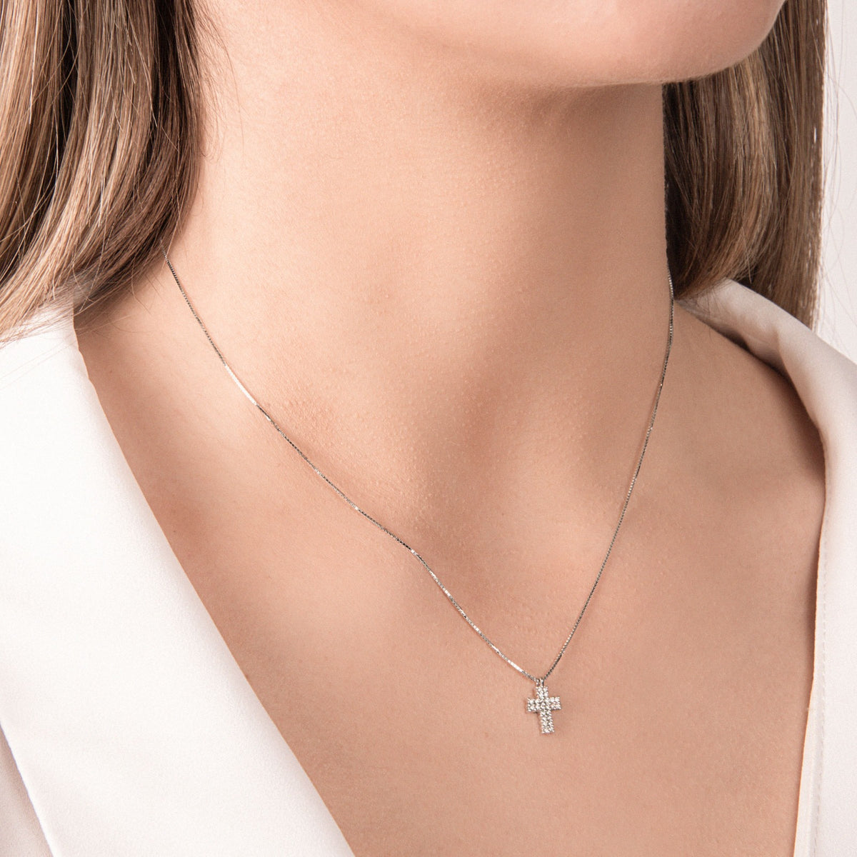 Collana con Pendente Croce di Diamanti in Oro Bianco 18kt – Mirco Visconti (BG15/10)