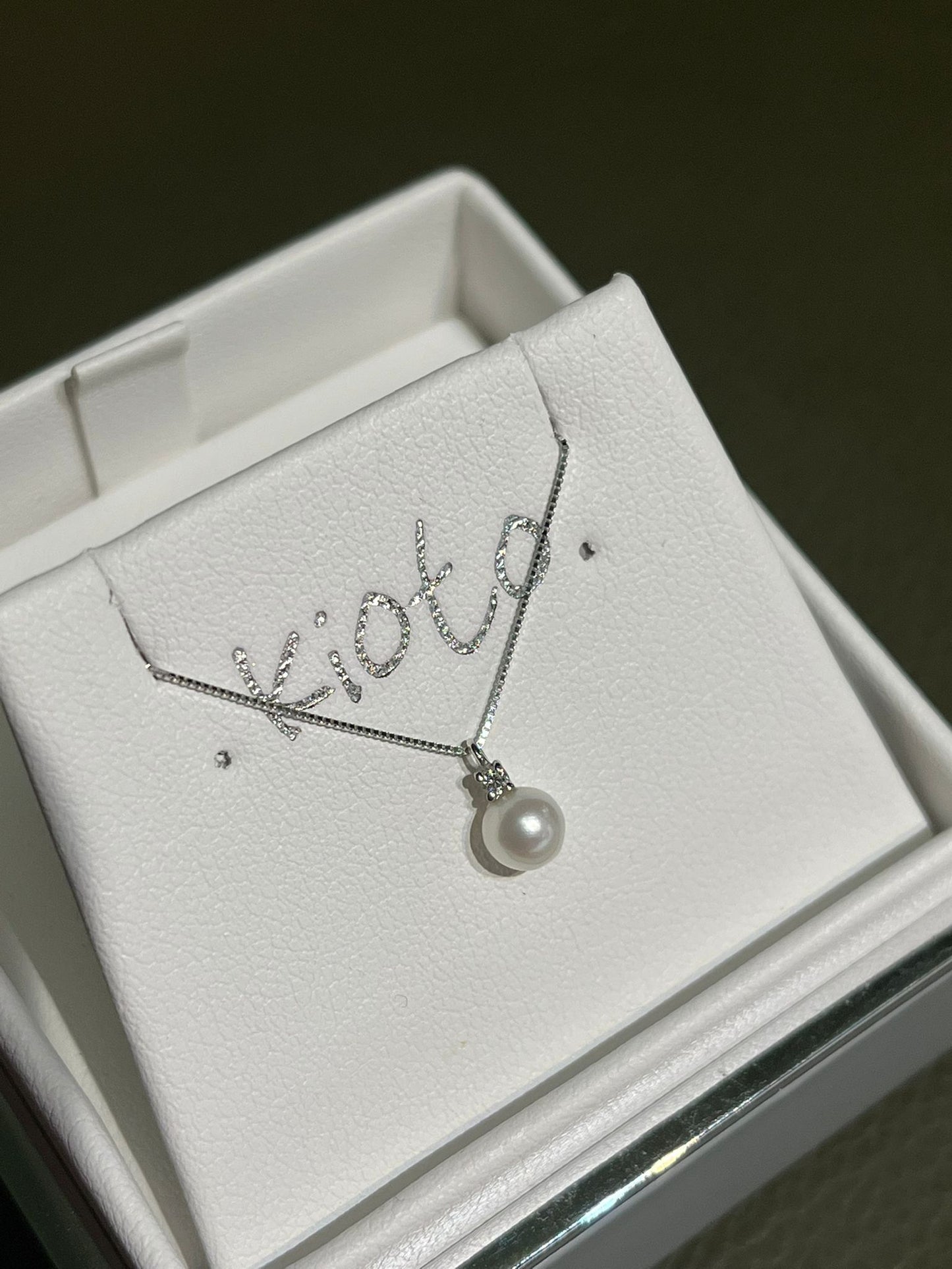 Collana PG Gioielli in Oro Bianco 18kt con Perla Freshwater 5mm e Diamante 0,02 ct G VS – CIO1L/5