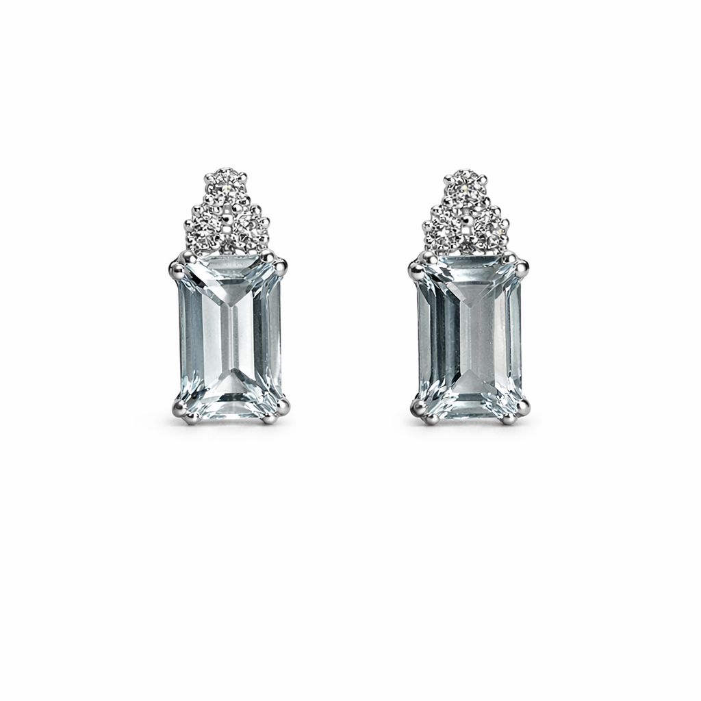 Orecchini con Acquamarina 1,04 ct e Diamanti 0,06 ct in Oro Bianco 18kt – PG Gioielli (ORFELIS-OTT/A)