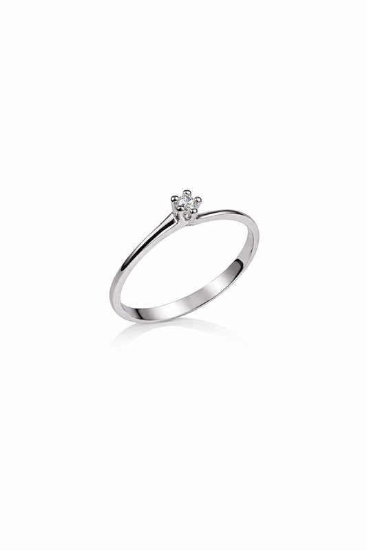 Anello Solitario in Oro Bianco con Diamante 0,02 ct G-VS | PG Gioielli - 8110002