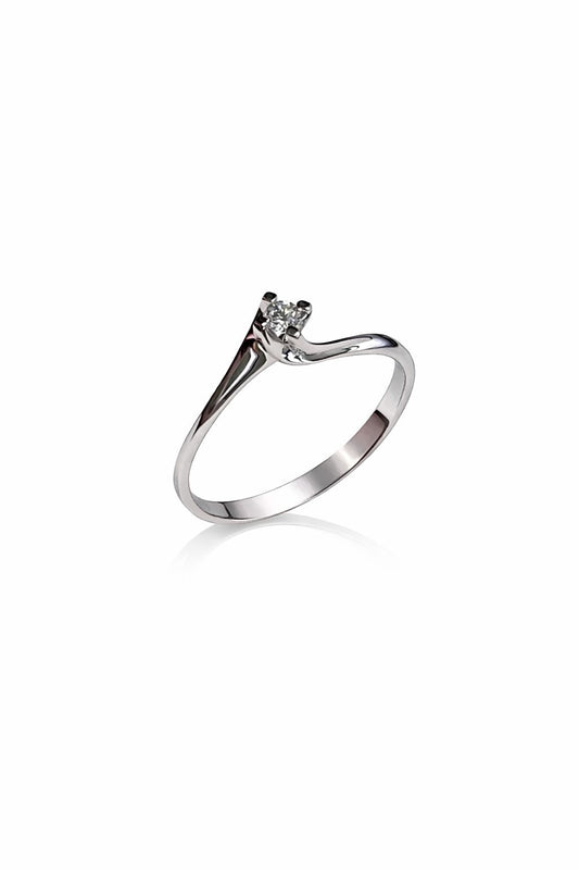 Anello Solitario in Oro Bianco con Diamante 0,07 ct G-SI | PG Gioielli 8120SSL007