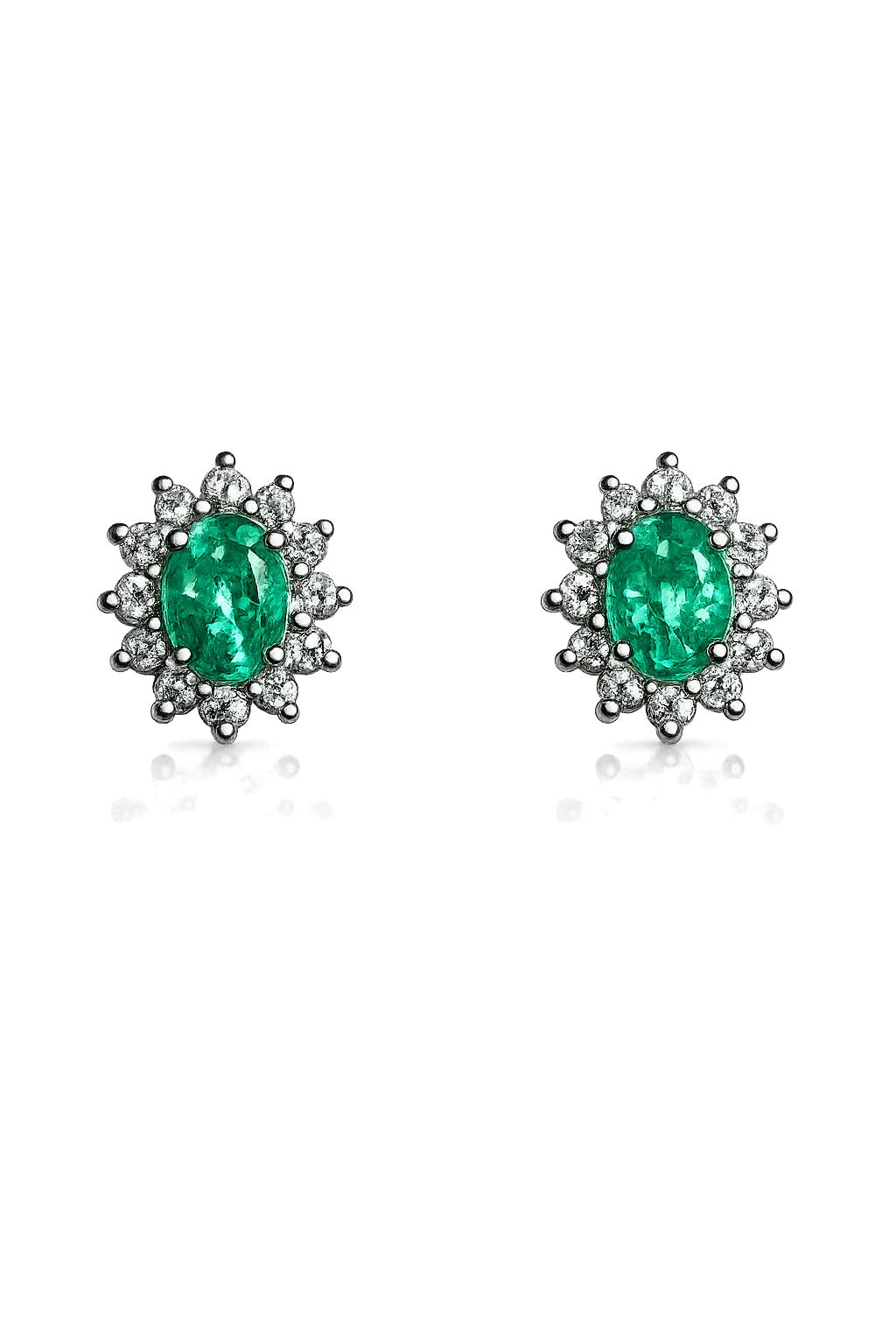 Orecchini con Smeraldi 0,74 ct e Diamanti 0,24 ct in Oro Bianco 18kt – PG Gioielli