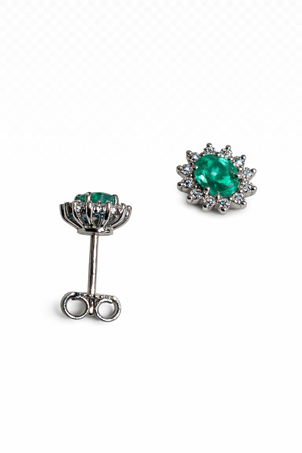 Orecchini con Smeraldi 0,74 ct e Diamanti 0,24 ct in Oro Bianco 18kt – PG Gioielli