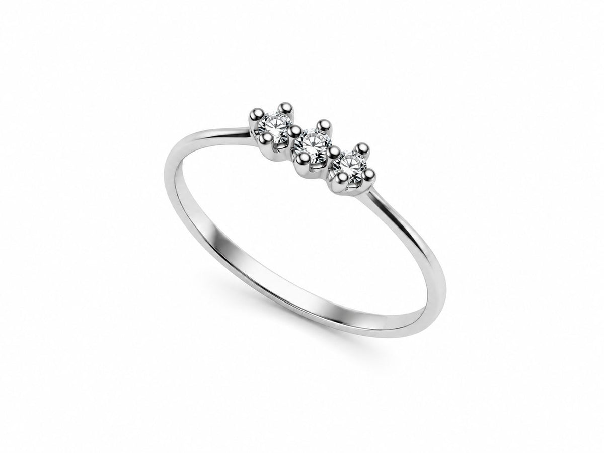Anello Trilogy con Diamanti 0,06 ct G VS in Oro Bianco 18kt – PG Gioielli (ANT59006)