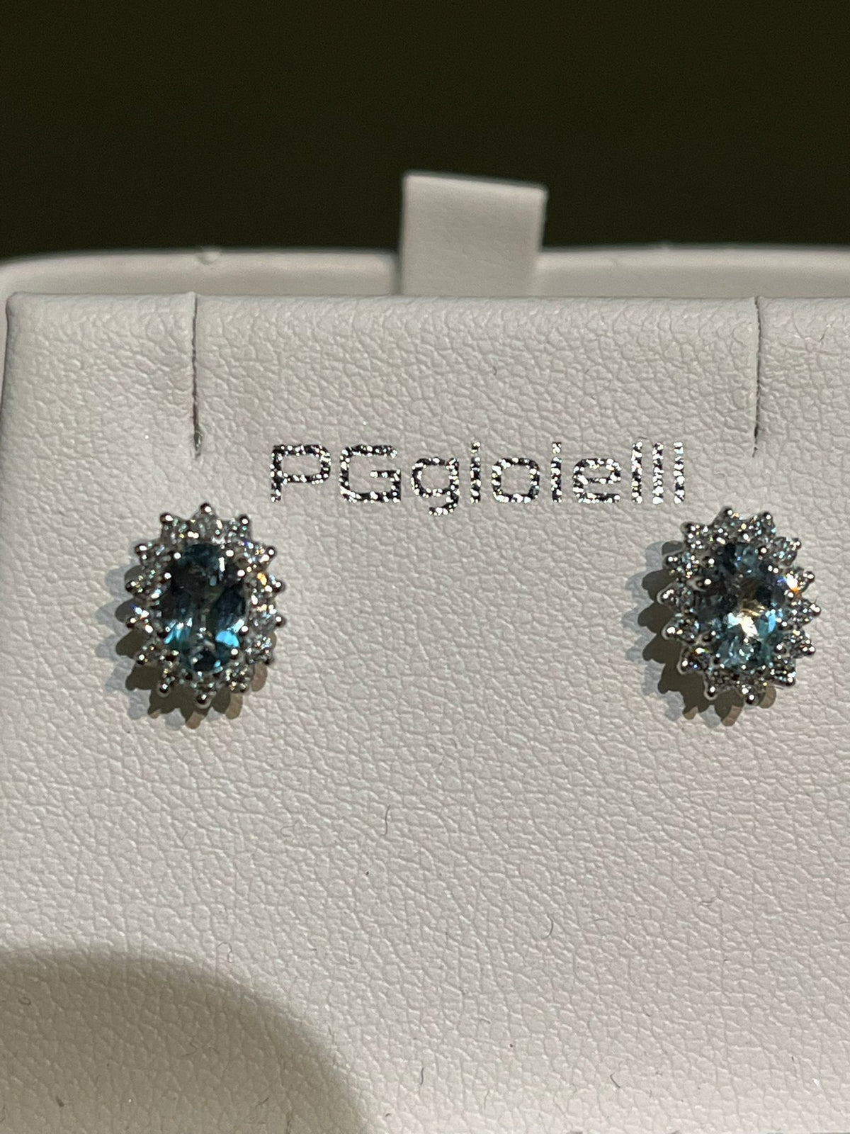 Orecchini con Acquamarina e Diamanti in Oro Bianco 18kt – PG Gioielli (ORLADYA/3)