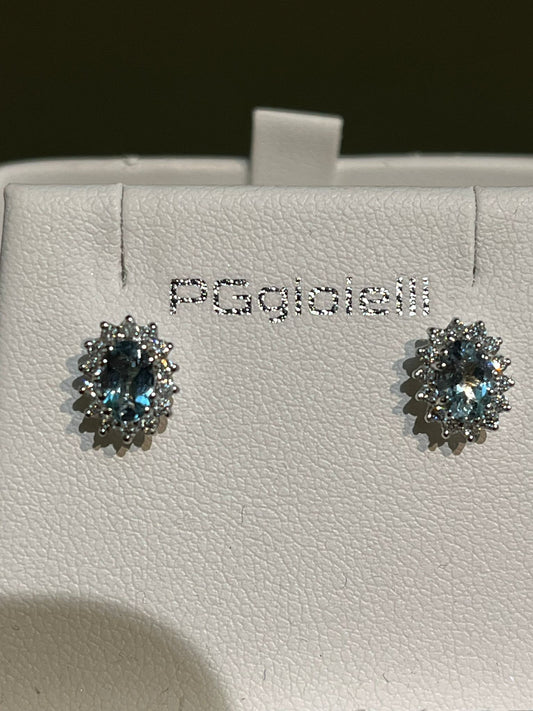 Orecchini con Acquamarina e Diamanti in Oro Bianco 18kt – PG Gioielli (ORLADYA/3)