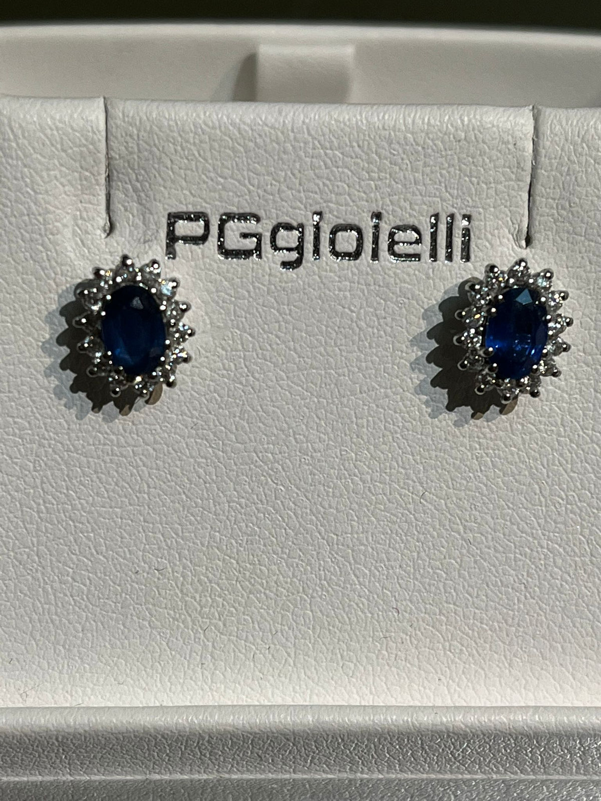 Orecchini con Zaffiri e Diamanti in Oro Bianco 18kt – PG Gioielli (ORLADYZ/3)