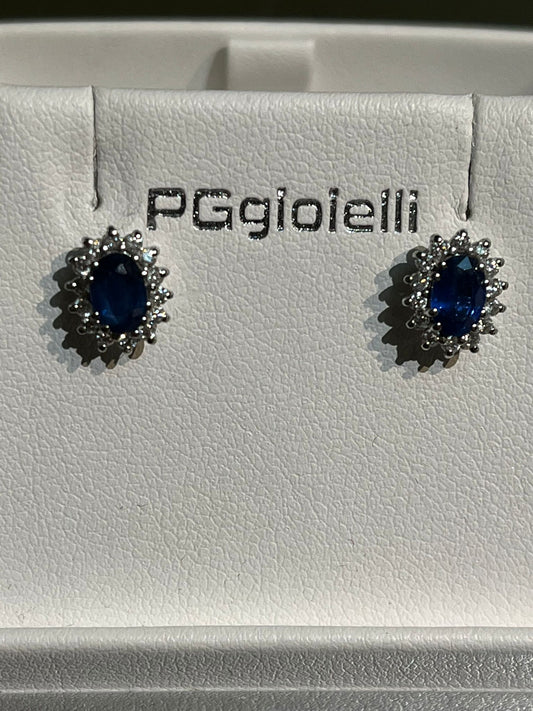 Orecchini con Zaffiri e Diamanti in Oro Bianco 18kt – PG Gioielli (ORLADYZ/3)