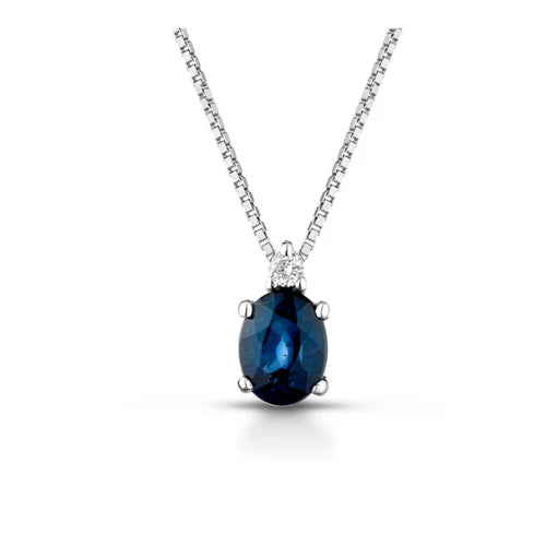 Collana con Zaffiri 0,21 ct e Diamanti in Oro Bianco 18kt – PG Gioielli