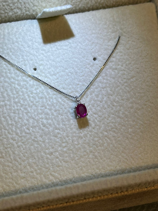 Collana con Rubino 0,18 ct e Diamante in Oro Bianco 18kt – Karal (PE.RUB.18)