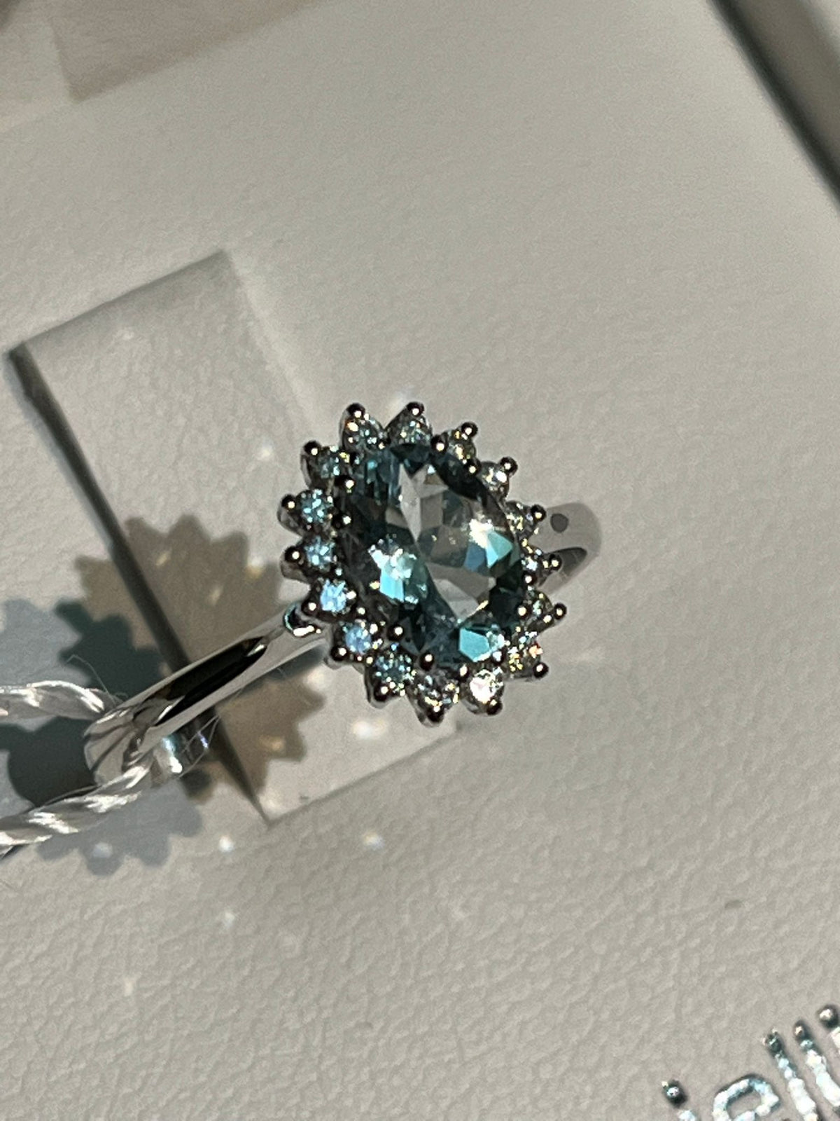 Anello con Acquamarina 0,76 ct e Diamanti in Oro Bianco 18kt – PG Gioielli (ANLADYA/4)
