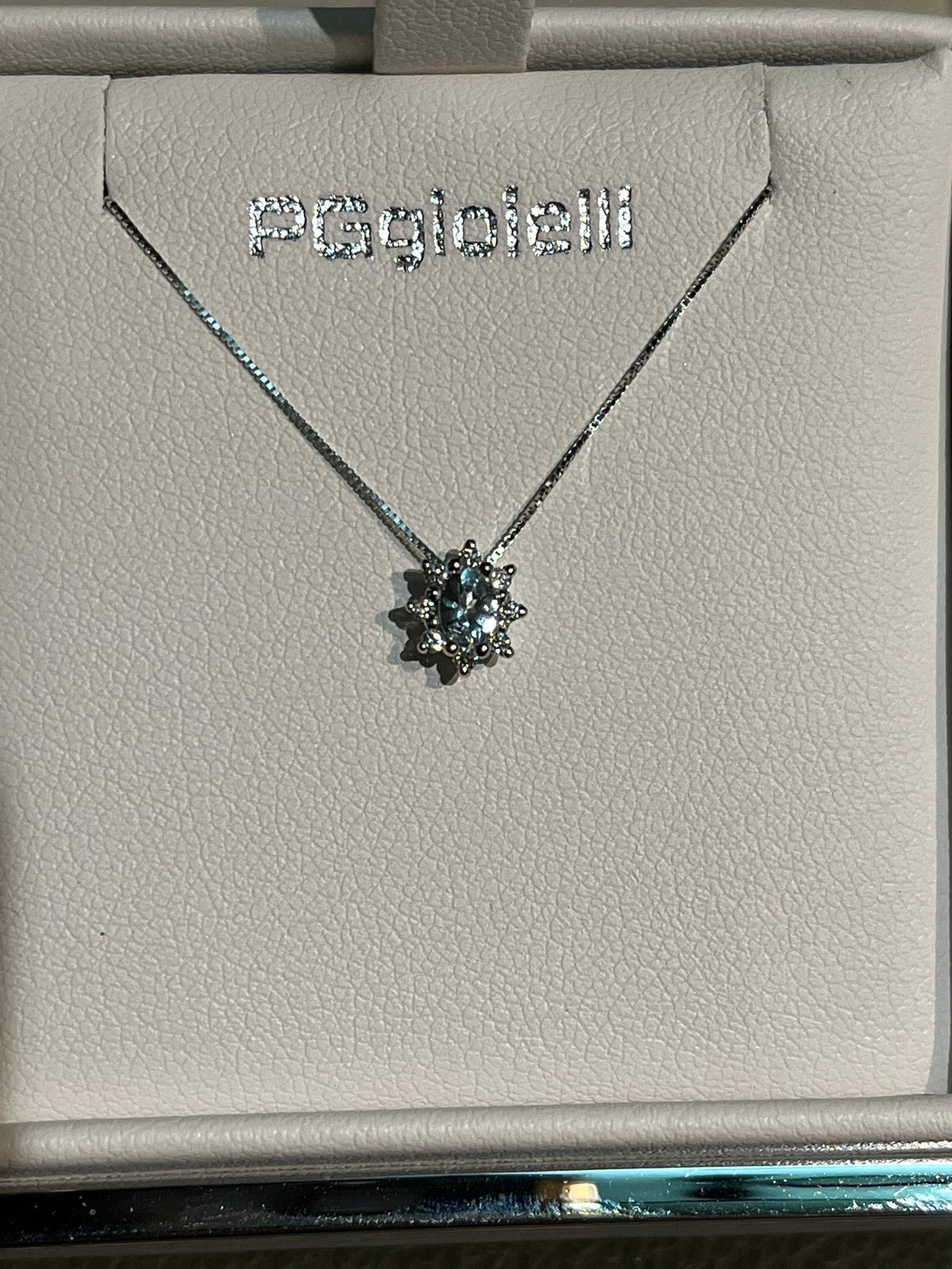 Collana con Acquamarina Ovale 0,18 ct in Oro Bianco 18kt – PG Gioielli (CIOVERA/1A)