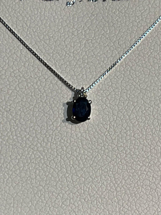 Collana con Zaffiro e Diamante in Oro Bianco 18kt – PG Gioielli (CIOSMALL/1Z)