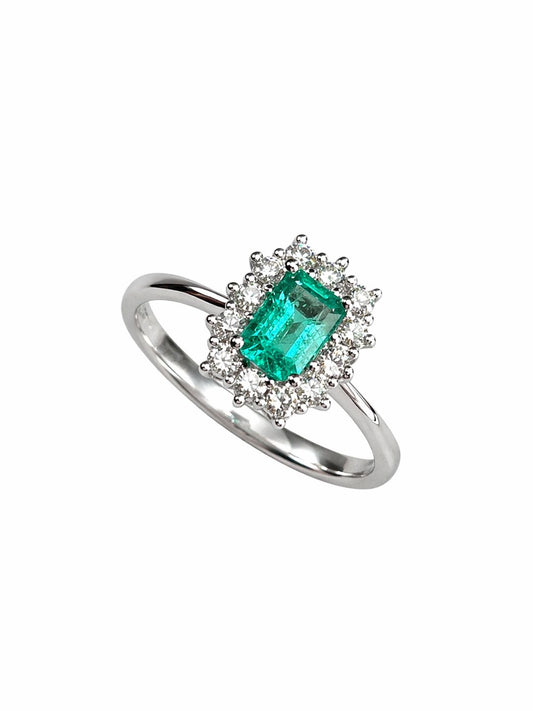 Anello Mirco Visconti in Oro Bianco 18kt con Smeraldo e Diamanti – Z681/B10SE