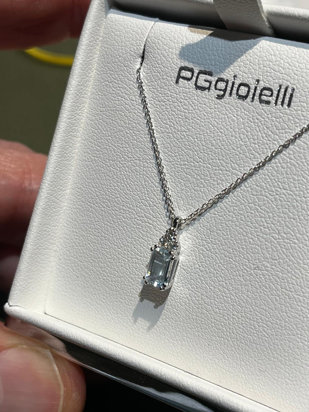 Collana con Acquamarina 0,52 ct e Diamanti 0,03 ct in Oro Bianco 18kt – PG Gioielli (CIOFELIS-OTT/A)