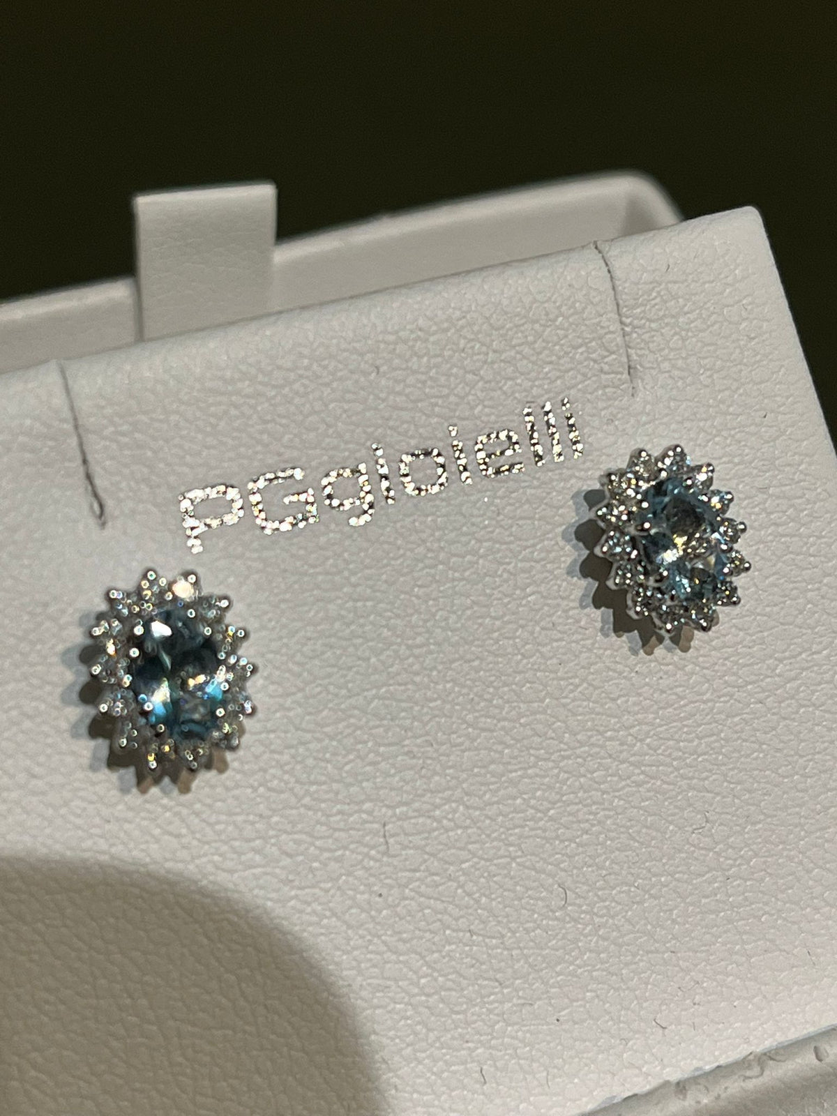 Orecchini con Acquamarina e Diamanti in Oro Bianco 18kt – PG Gioielli (ORLADYA/3)