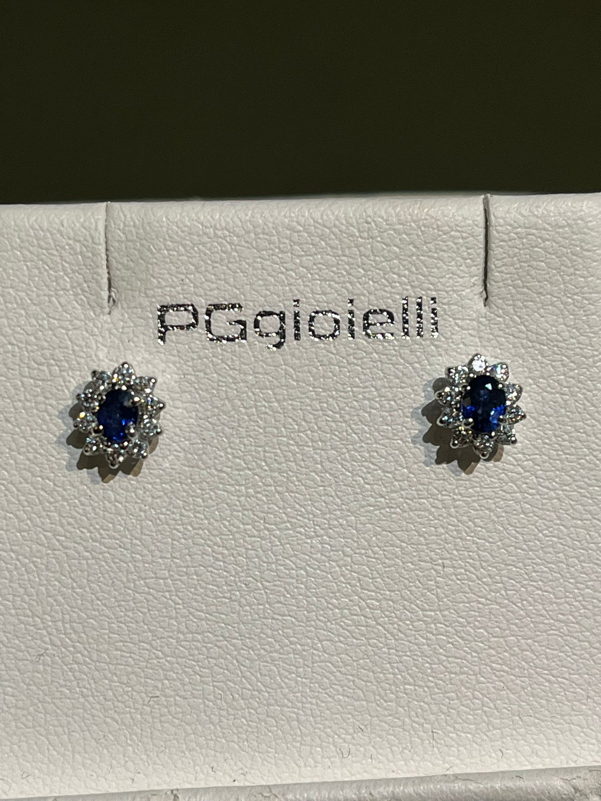 Orecchini con Zaffiri e Diamanti in Oro Bianco 18kt – PG Gioielli (ORLADYZ/1)