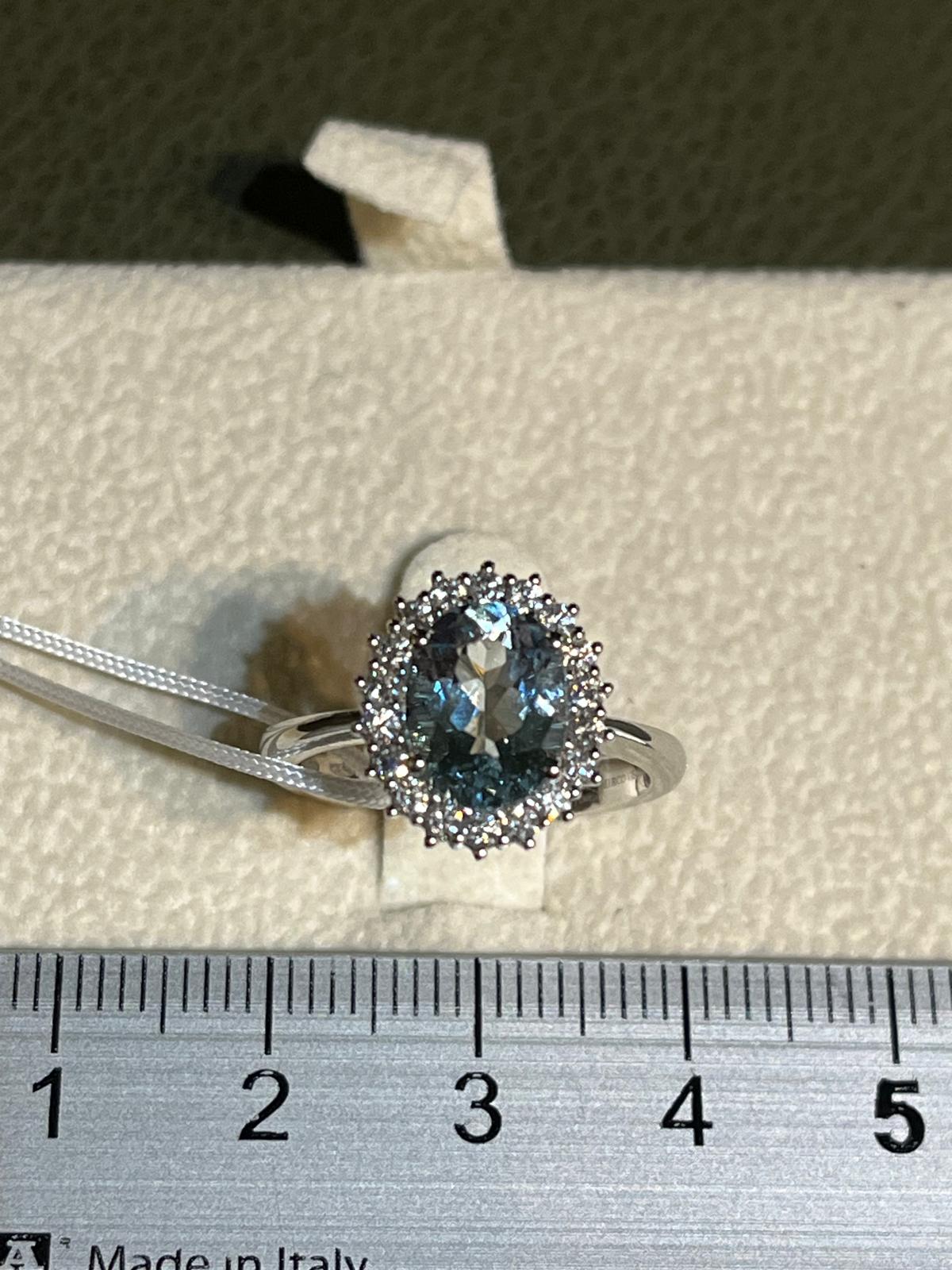 Anello con Acquamarina e Diamanti in Oro Bianco 18kt – Mirco Visconti