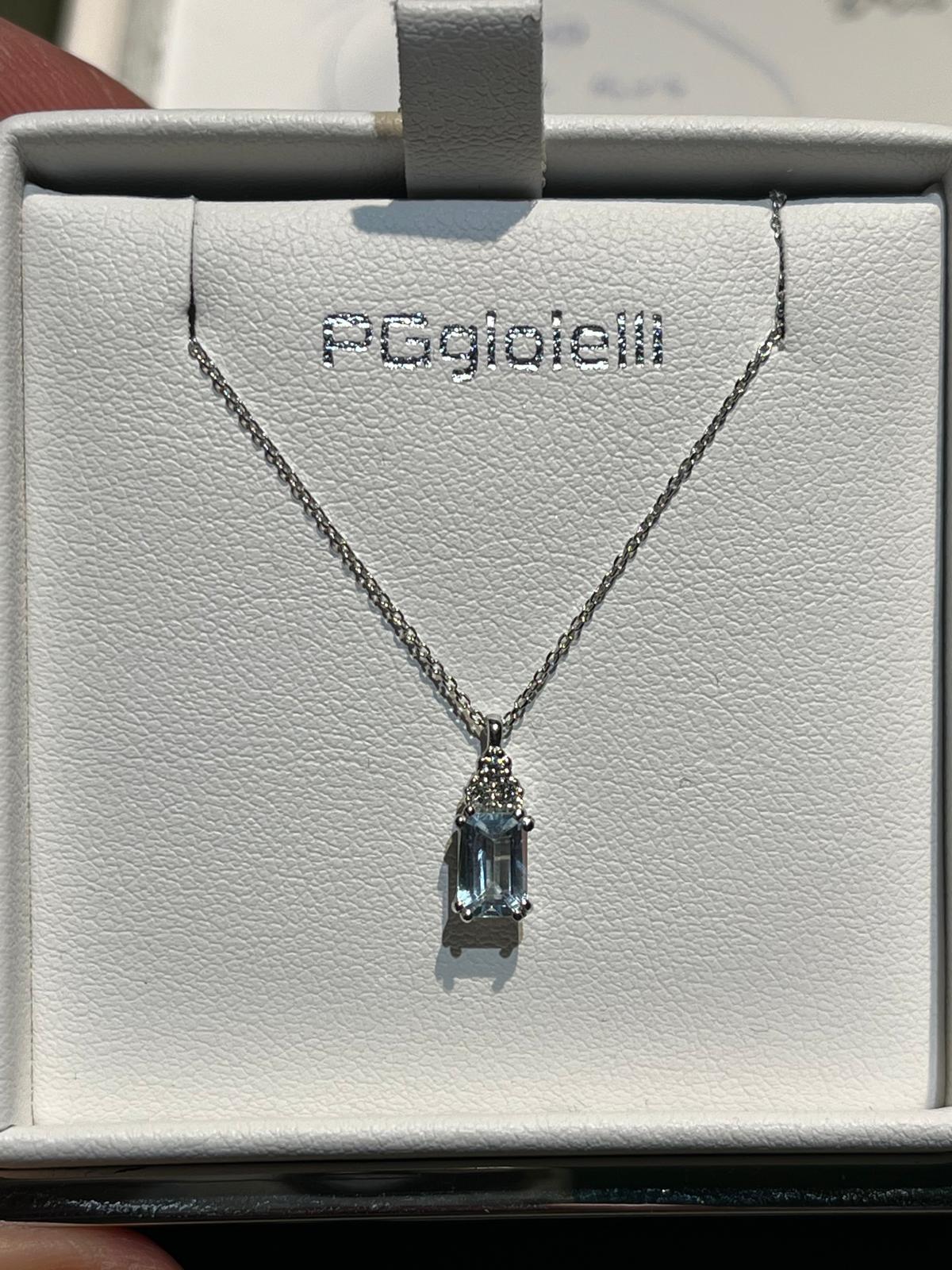 Collana con Acquamarina 0,52 ct e Diamanti 0,03 ct in Oro Bianco 18kt – PG Gioielli (CIOFELIS-OTT/A)