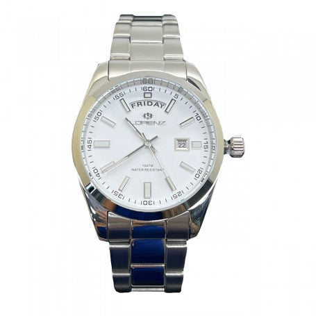 Lorenz Orologio Uomo Day-Date in Acciaio con Quadrante Bianco 39mm LZ26208CC
