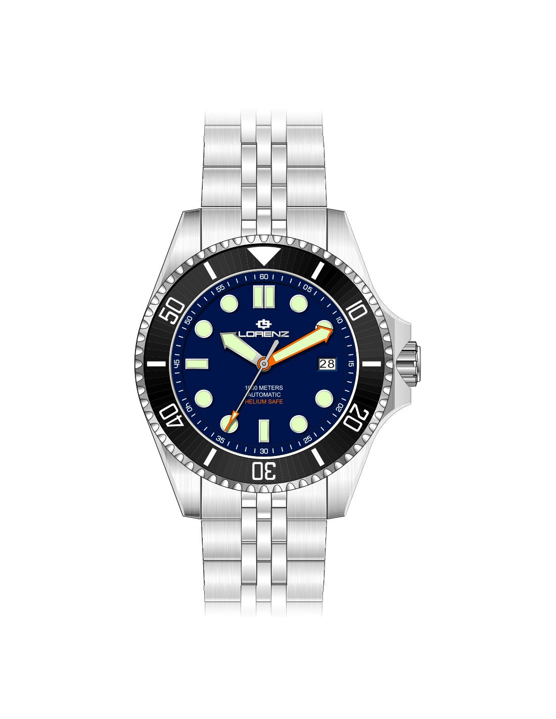 Lorenz Orologio Uomo Diver 1000 Automatico in Acciaio Quadrante Blu 43mm LZ21064BB