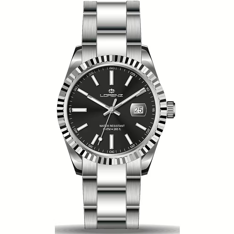 Lorenz Orologio Donna Ginevra Lady in Acciaio con Quadrante Nero 32mm LZ28190CC