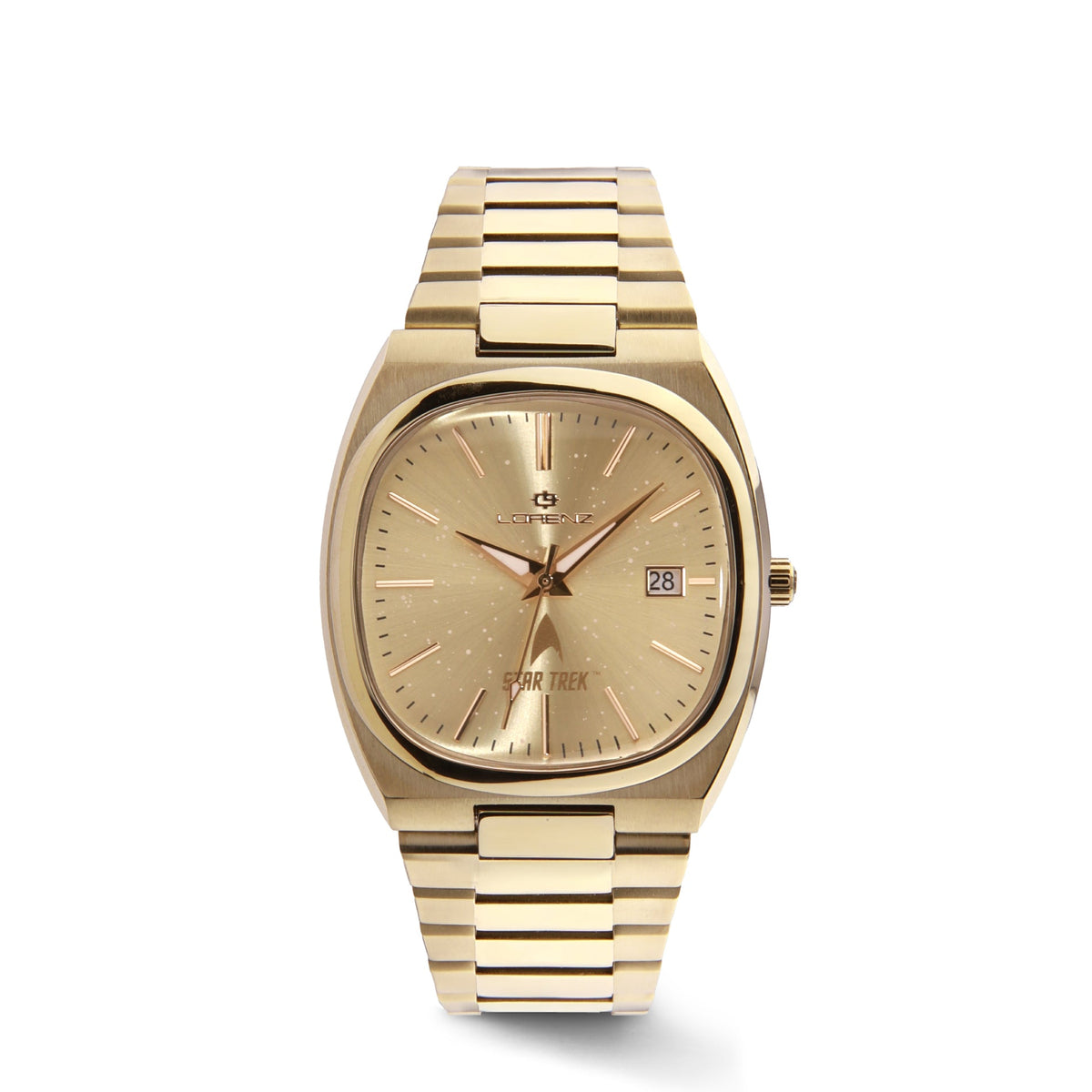 Orologio Lorenz Star Trek Command 030287KK con cassa in acciaio IP gold, quadrante dorato e indici a stella