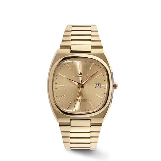 Orologio Lorenz Star Trek Command 030287KK con cassa in acciaio IP gold, quadrante dorato e indici a stella
