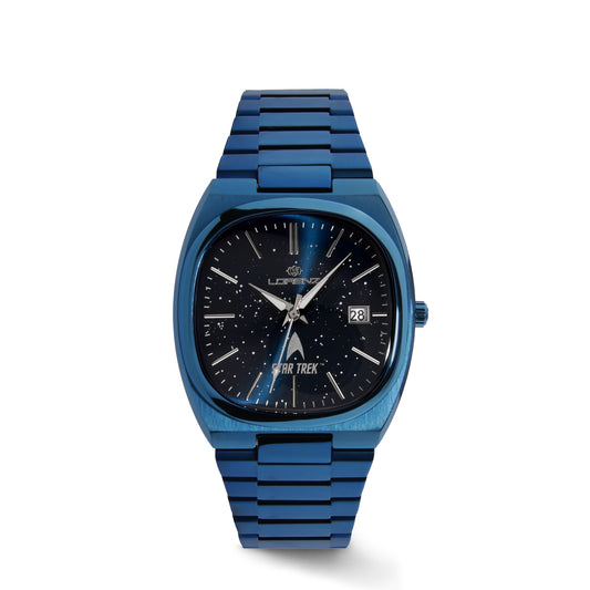Orologio Lorenz Star Trek Science 030287SP con cassa in acciaio IP blu, quadrante blu e indici a stella