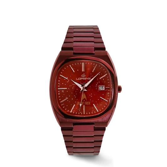 Orologio Lorenz Star Trek Warp Speed 030287EN con cassa in acciaio IP rosso, quadrante rosso e indici a stella