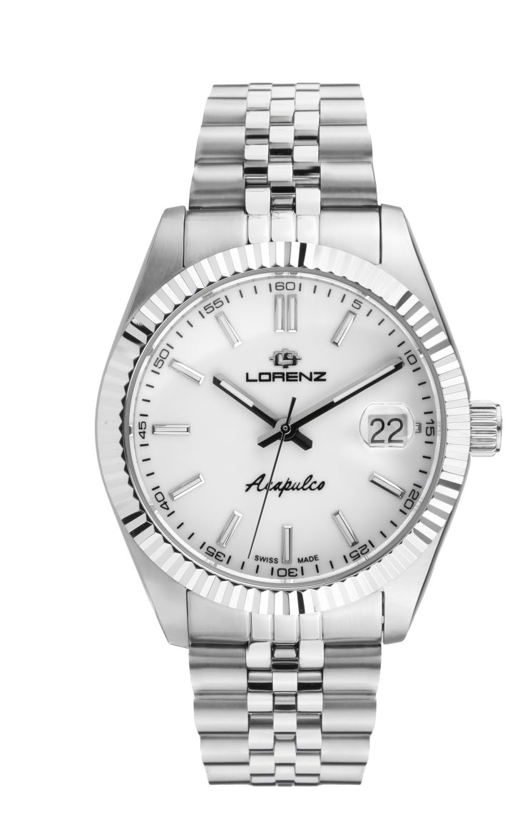 Orologio uomo Lorenz Acapulco 090025AA in acciaio con quadrante bianco e bracciale jubilee
