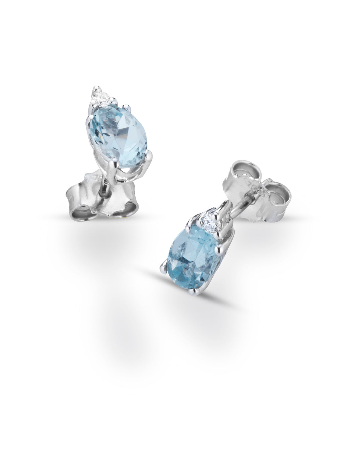 Orecchini con Acquamarina e Diamante in Oro Bianco 18kt – PG Gioielli (ORSTONEA/1)