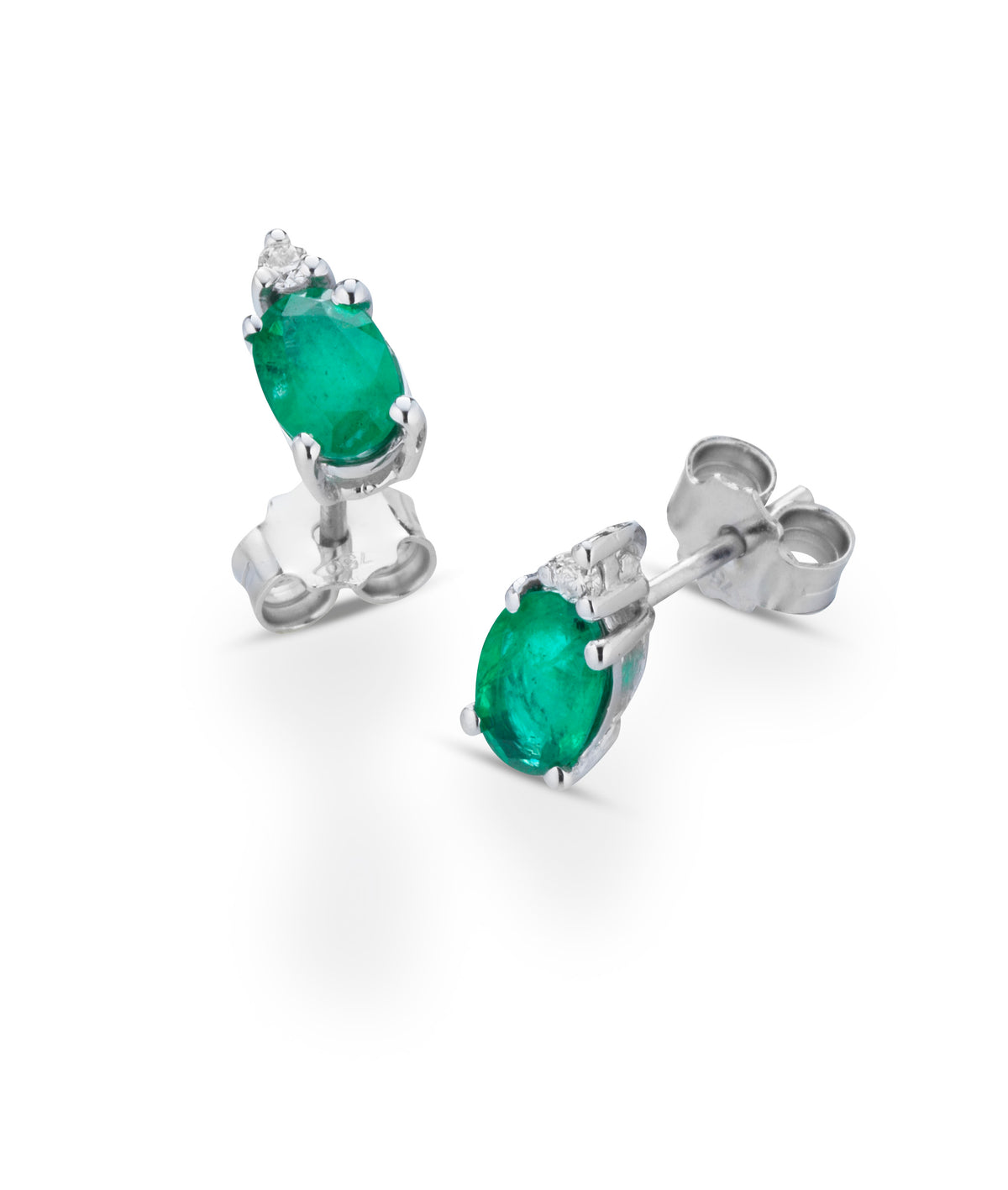 Orecchini con Smeraldi 0,38 ct e Diamanti 0,16 ct in Oro Bianco 18kt – PG Gioielli (ORSMALL/1S)