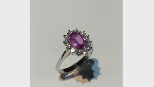 Anello con Zaffiro Rosa 1,42 ct e Diamanti 0,50 ct in Oro Bianco – Karal