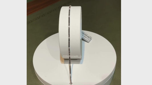 Crusado Bracciale Tennis In Oro Bianco E Diamanti Naturali Neri E Bianchi