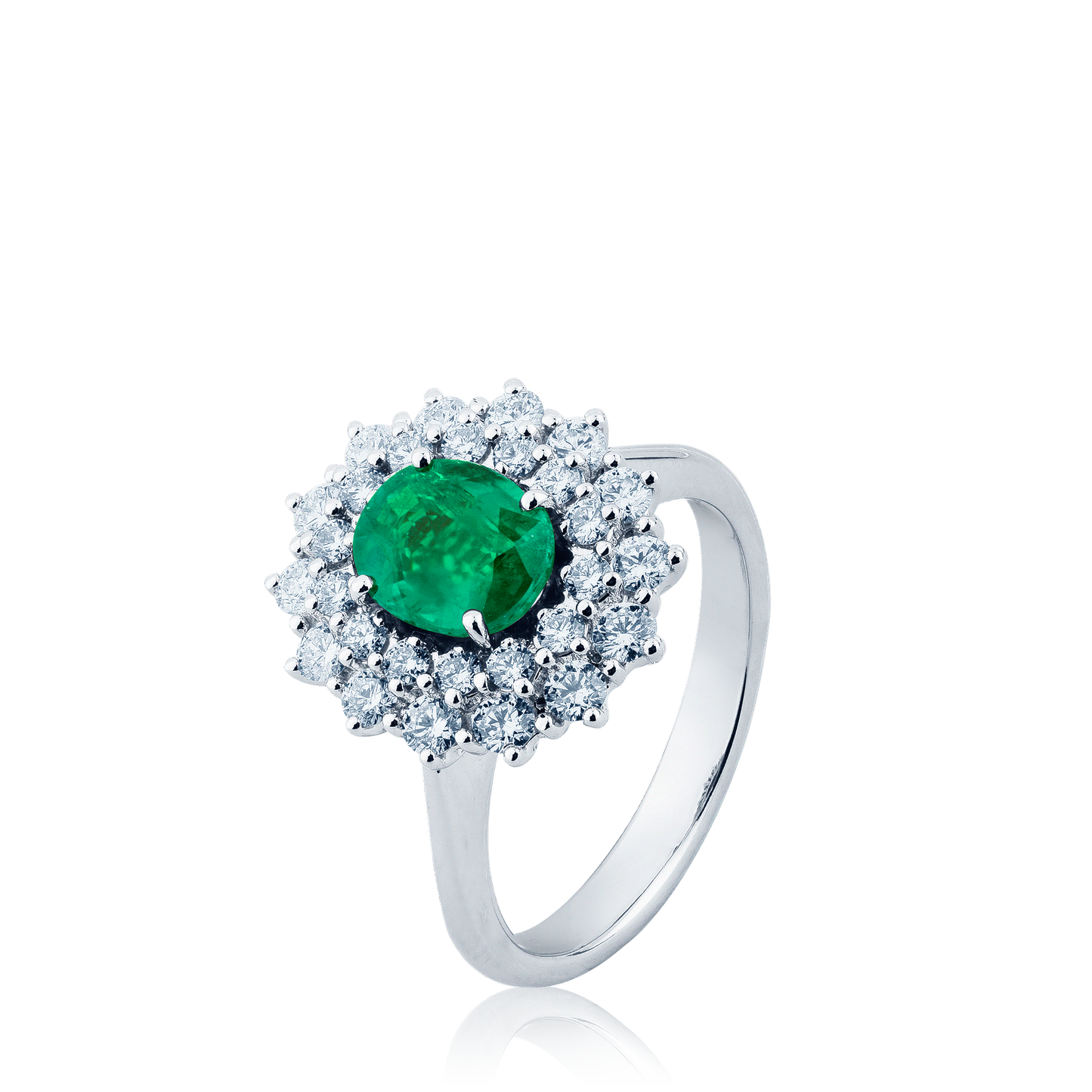 Anello con Smeraldo e Diamanti in Oro Bianco 18kt – Mirco Visconti