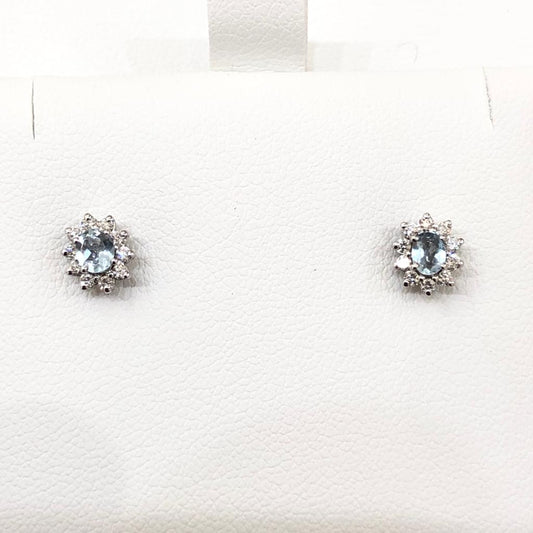 Orecchini con Acquamarina e Diamanti in Oro Bianco 18kt – PG Gioielli